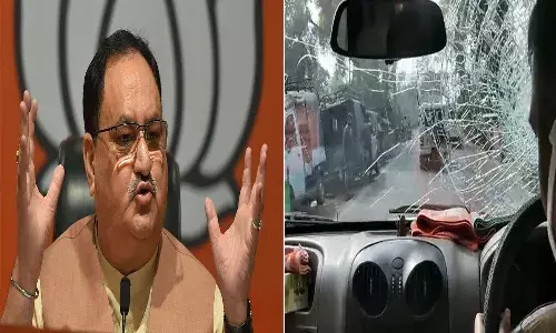 బ్రేకింగ్‌ : నడ్డా కాన్వాయ్‌పై దాడి..