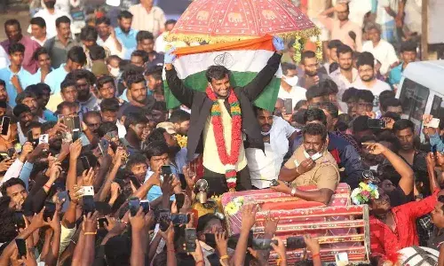 Villagers Grand Welcome To Natarajan.