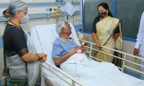 Kavitha Visited senior leader D Raja at the hospital