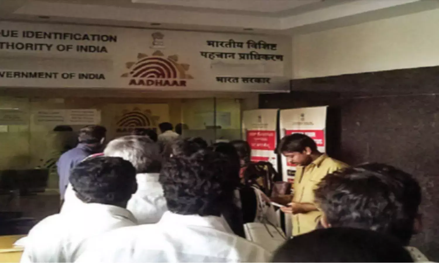 Queue lines at Aadhar centers in Telangana