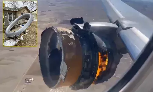 United Airlines flight catches fire midair after engine failure