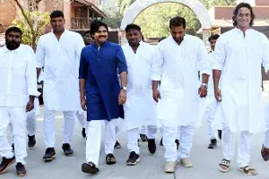 Janasena chief PawanKalyan felicitates wrestlers Janasena chief PawanKalyan felicitates wrestlers