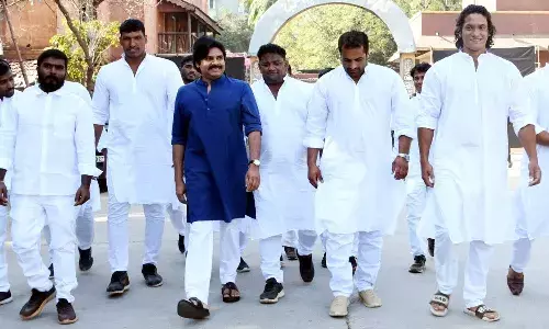 Janasena chief PawanKalyan felicitates wrestlers