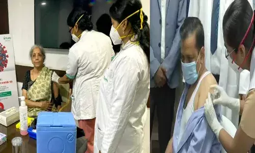 Finance Minister Nirmala Sitharaman gets her first dose of covid 19 vaccine