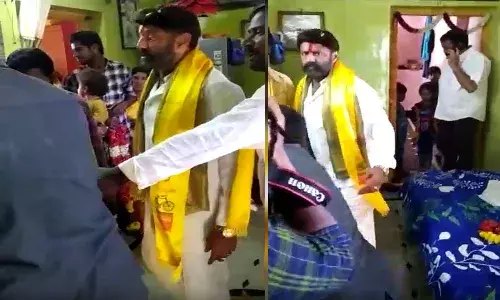 MLA Balakrishna Beat Party Worker