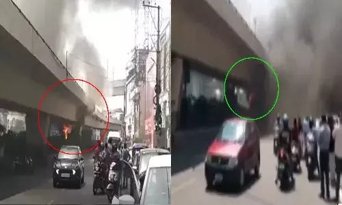Fire accident at Panjagutta flyover