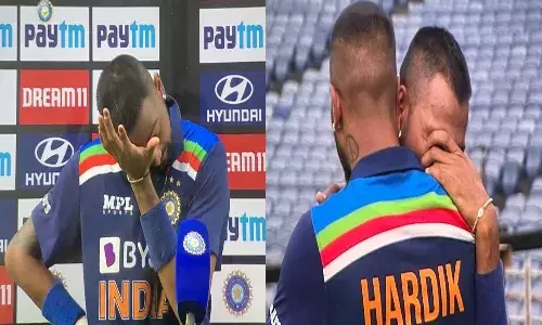 Krunal Pandya cries during mid innings interview