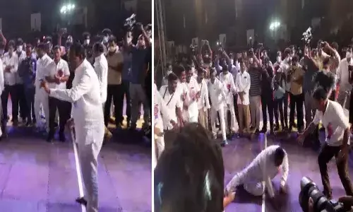 minister Malla Reddy fall down