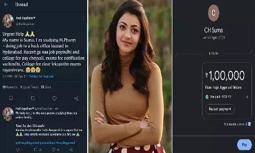 Kajal  helps to student