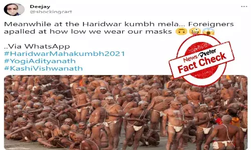 Fact Check : 2021 హరిద్వార్ కుంభమేళాకు చెందిన ఫోటో అంటూ వైరల్..!
