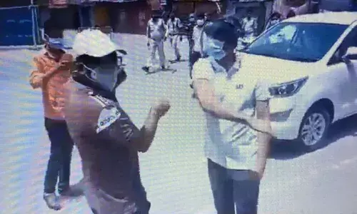 collector slapping a person
