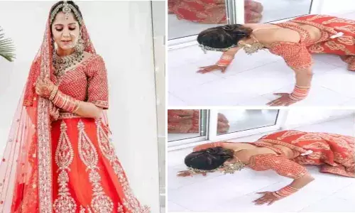 పెళ్లి కూతురు పుష్ అప్స్.. వీడియో వైరల్