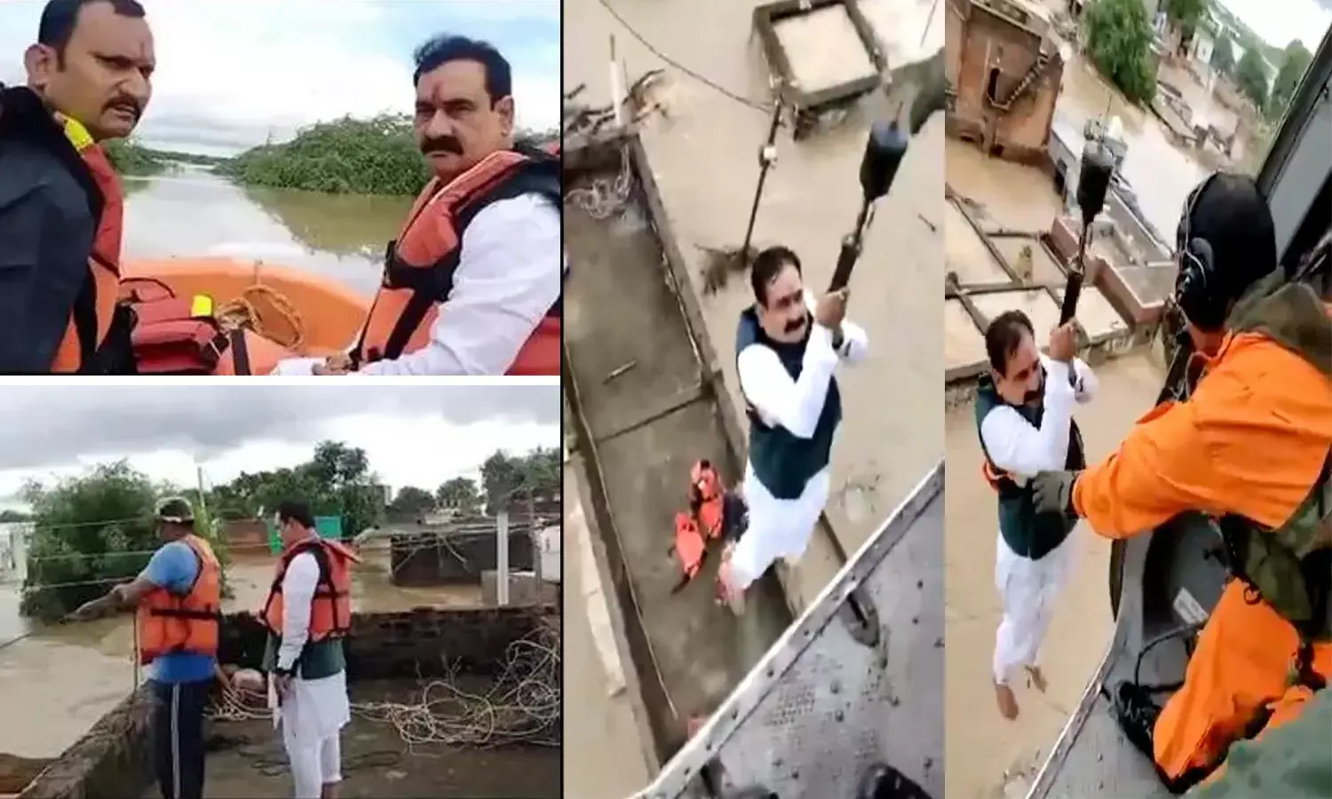 వరదల్లో చిక్కుకున్న హోం మంత్రి.. హెలికాప్టర్‌తో రక్షించిన సిబ్బంది