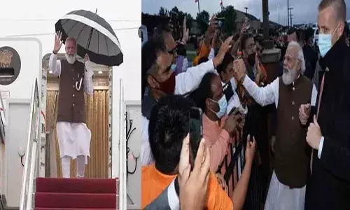 అమెరికా చేరుకున్న ప్ర‌ధాని మోదీ.. ఘన స్వాగతం
