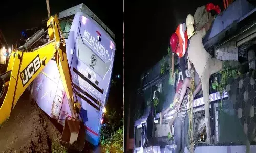 చెరువులోకి దూసుకెళ్లిన బస్సు.. ఆరుగురు మృతి