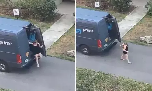 అమెజాన్‌ డెలివరీ వ్యాన్‌లో అమ్మాయి.. ఏం జరిగిందంటే.!