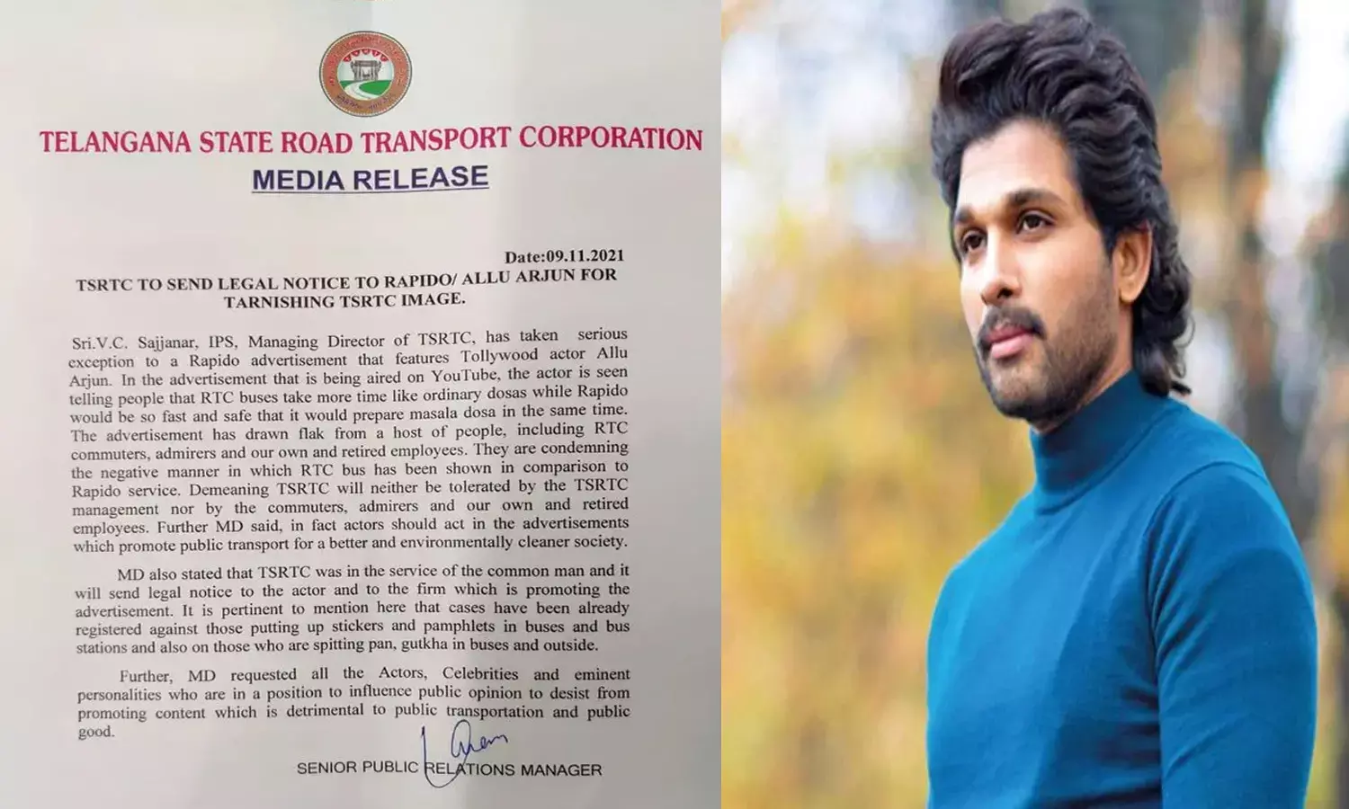 అల్లు అర్జున్‌కు స‌జ్జ‌నార్ షాక్‌.. లీగ‌ల్ నోటీసులు పంపిన ఆర్టీసీ
