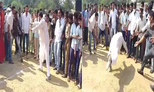 కబడ్డీ ఆడుతూ కిందపడిన స్పీకర్ తమ్మినేని