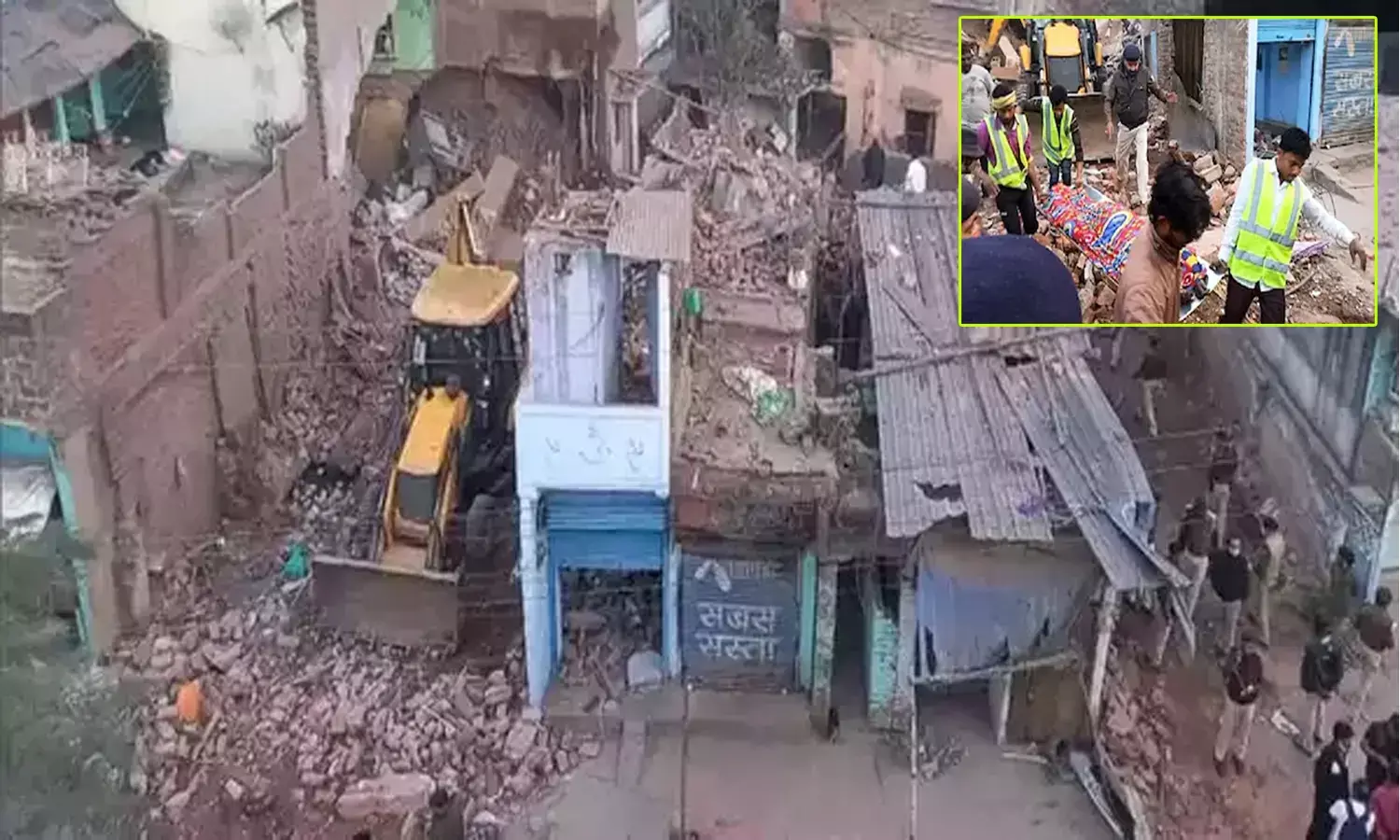 పేలుడు ధాటికి కుప్ప‌కూలిన మూడు అంత‌స్తుల భ‌వ‌నం.. 7 గురు మృతి