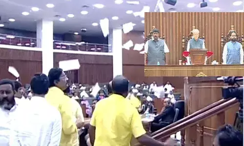 ఏపీ అసెంబ్లీలో టీడీపీ సభ్యుల నిరసనలు.. గవర్నర్ గో బ్యాక్..గో బ్యాక్ అంటూ