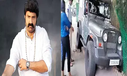 బాలకృష్ణ ఇంటివైపు దూసుకెళ్లిన జీపు.. తప్పిన ప్రమాదం