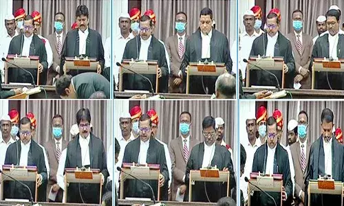 తెలంగాణ హైకోర్టులో కొత్తగా ఆరుగురు కొత్త జడ్జిల ప్రమాణస్వీకారం