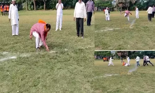 అయ్యో.. పాపం ఎమ్మెల్యే.. టపాసు కాల్చి కిందపడ్డాడు.. వీడియో వైరల్