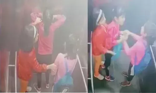 లిఫ్ట్లో ఇరుక్కున్న ముగ్గురు బాలికలు