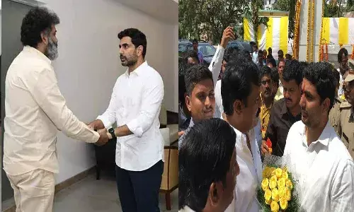 నారా లోకేష్ ను కలిసిన తారకరత్న, గంటా శ్రీనివాస్