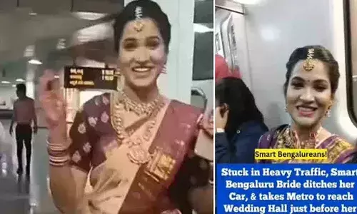 ట్రాఫిక్ కష్టాలు.. స్మార్ట్ పెళ్లికూతురు