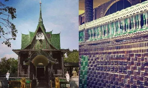 బీరు సీసాలతో ఆలయం.. ఎందుకు నిర్మించారంటే?