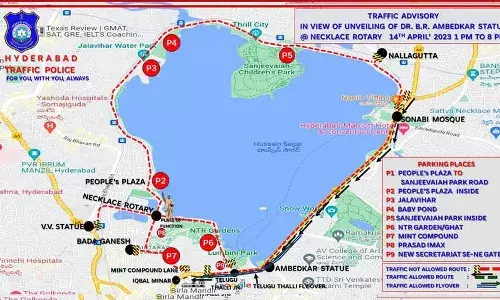 traffic restrictions, Hyderabad, Ambedkar statue unveiling, CM KCR