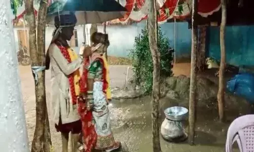 Chhattisgarh , rain, newlywed couple