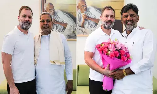 సిద్ధరామయ్య, శివ కుమార్ లను కలిసిన రాహుల్ గాంధీ