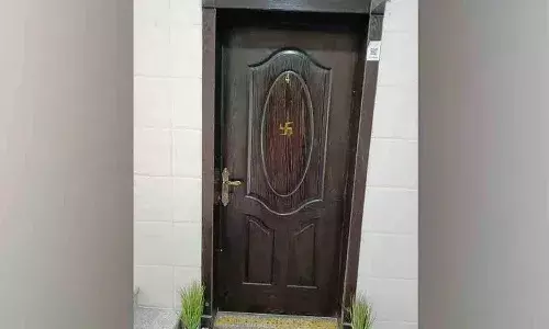 Swastika symbol, Telugu family, Saudi, internationalnews