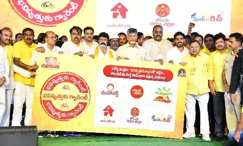 భవిష్యత్తుకు గ్యారెంటీ పేరుతో మేనిఫెస్టోను విడుదల చేసిన చంద్రబాబు