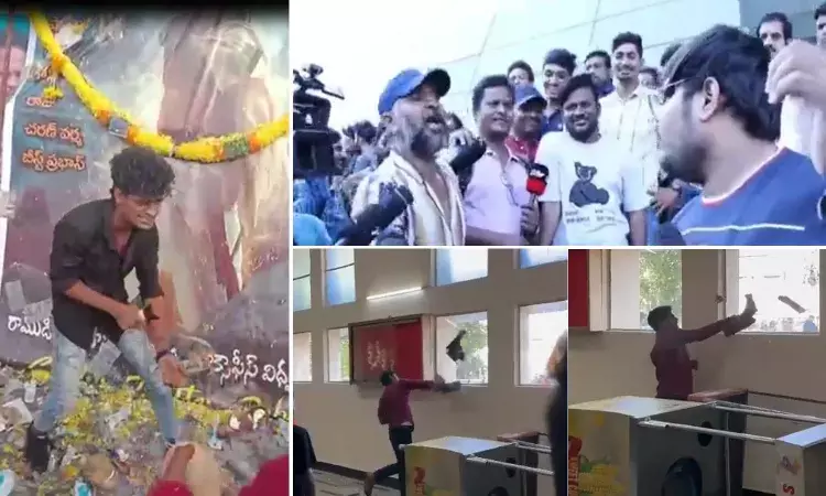 థియేట‌ర్ల వ‌ద్ద ప్రభాస్ ఫ్యాన్స్ వీరంగం