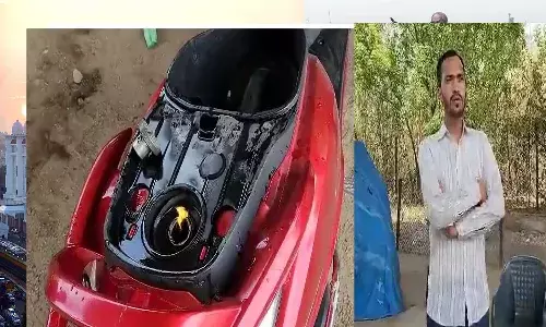 Traffic Police, Man Fire Bike, Shamshabad, Hyderabad