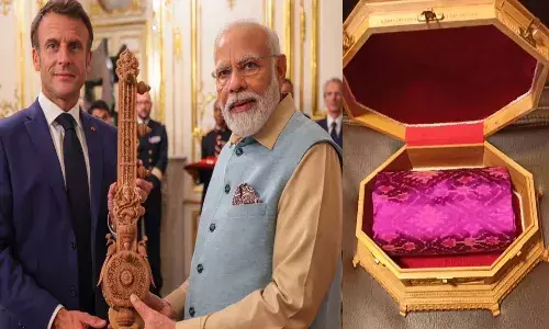 PM Modi, France Tour, Gift Telangana Saree, Brigitte,