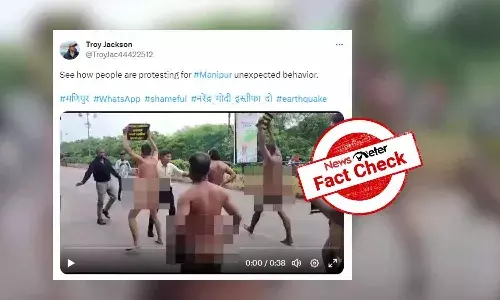 FactCheck : నగ్నంగా యువకులు నిరసన తెలుపుతున్న వీడియోకు, మణిపూర్ కు ఎటువంటి సంబంధం లేదు