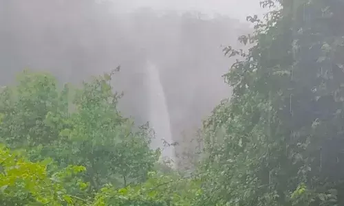 Tourists, Mutyandhara Falls, Mulugu, Telangana