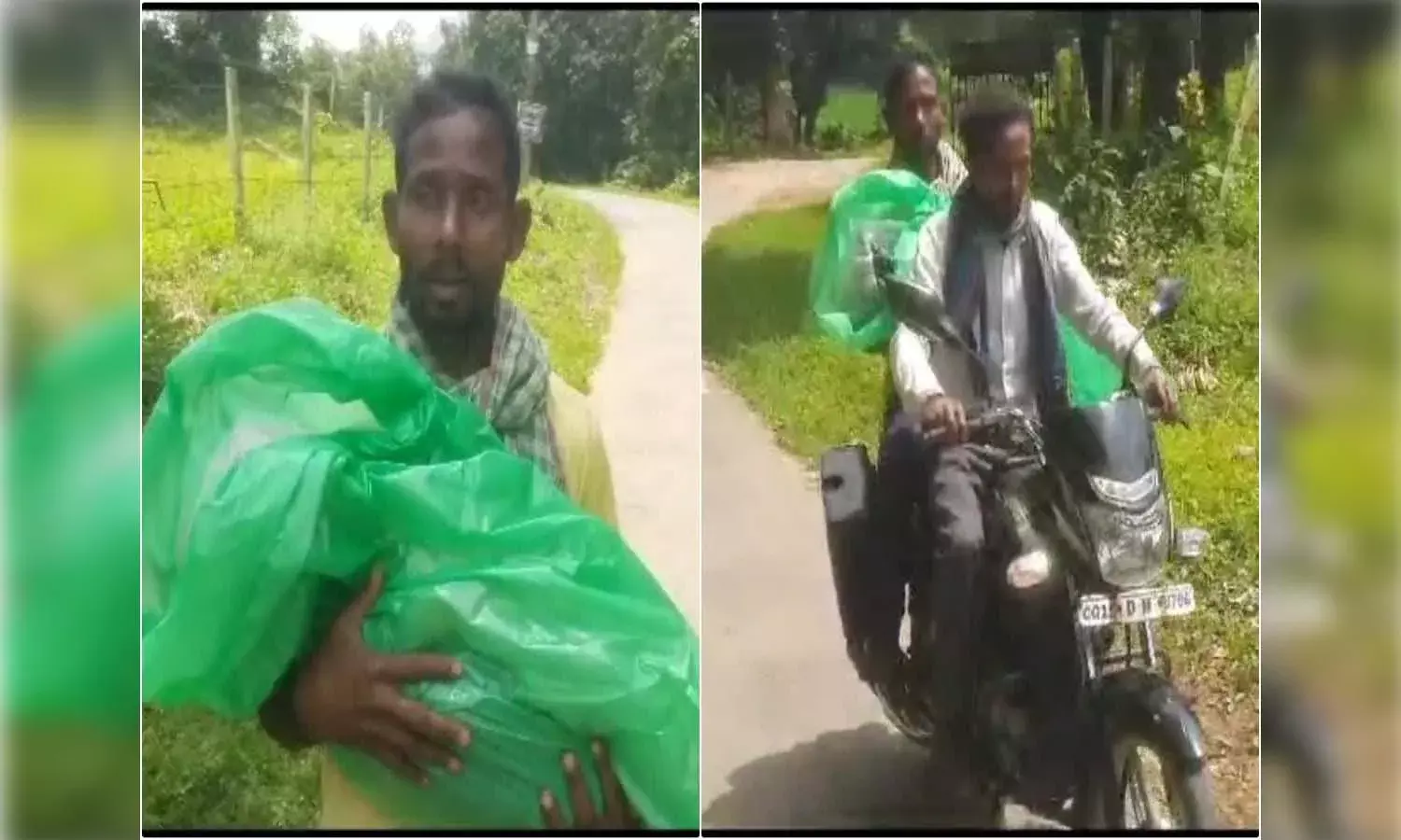chhattisgarh, helpless father, son dead body on bike, korba