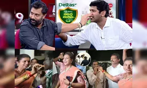TDP, Jana Sena leaders, Minister Roja, sweet sharing, APnews
