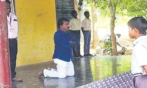 school, head master, self punishment, chittoor, viral ,