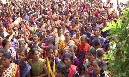 Anganwadi workers, Adilabad Collectorate, Telangana
