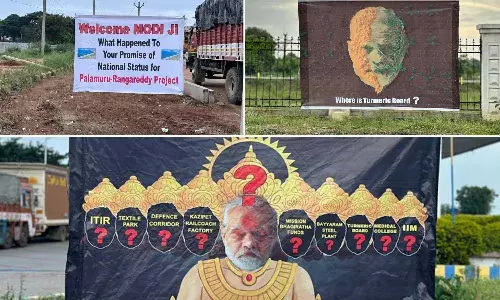 Modi Posters, Hyderabad city, Prime Minister Modi, Mahabubnagar