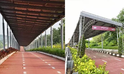 Hyderabad,  solar roofed bicycle track, Minister KTR, Healthway