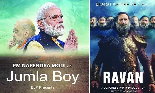 elections, BJP, Congress, poster War, social media ,