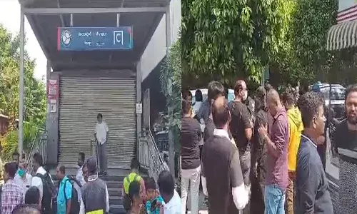 chandrababu arrest, protest,  hyderabad, miyapur metro station, closed,