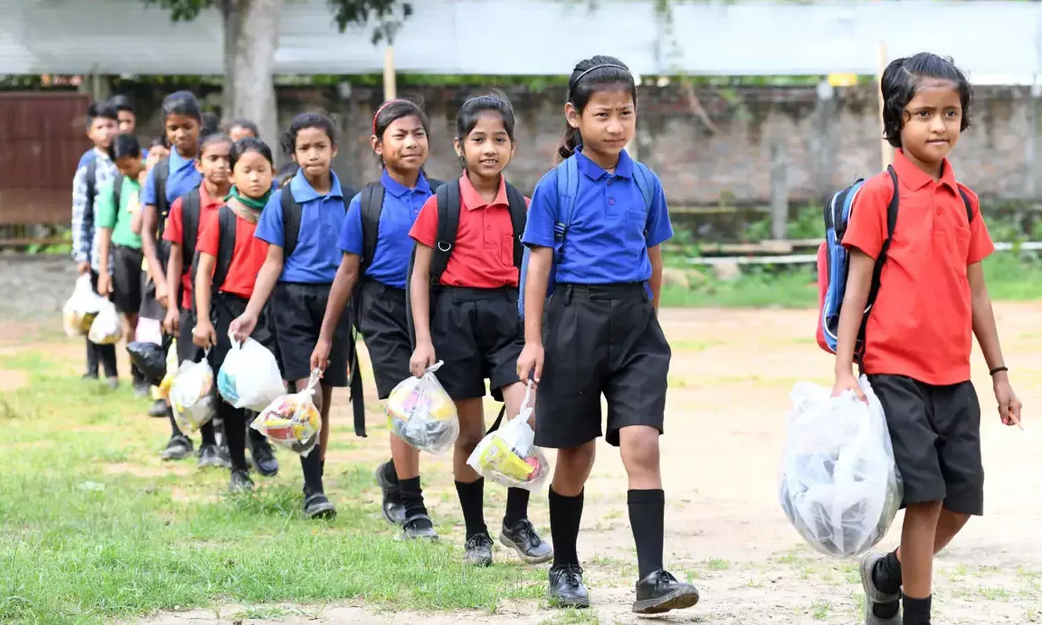 Assam, akshar school, plastic bottles,  fee,